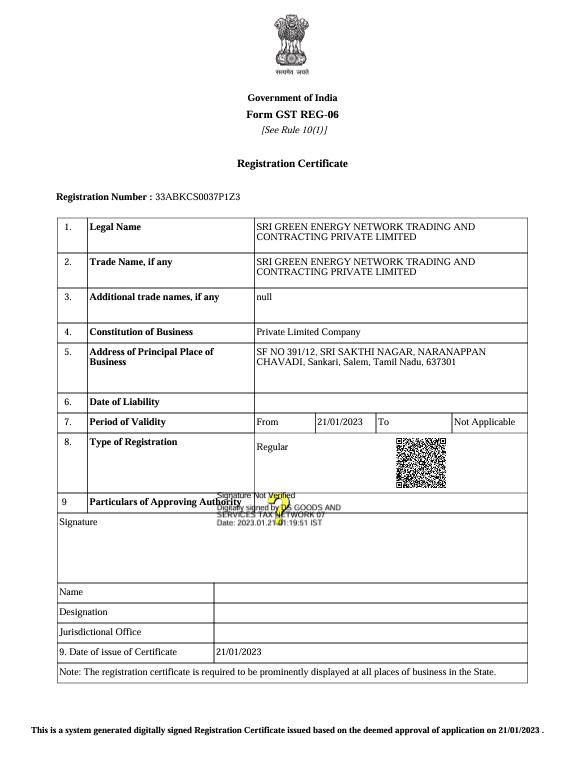 GST Registration Certificate